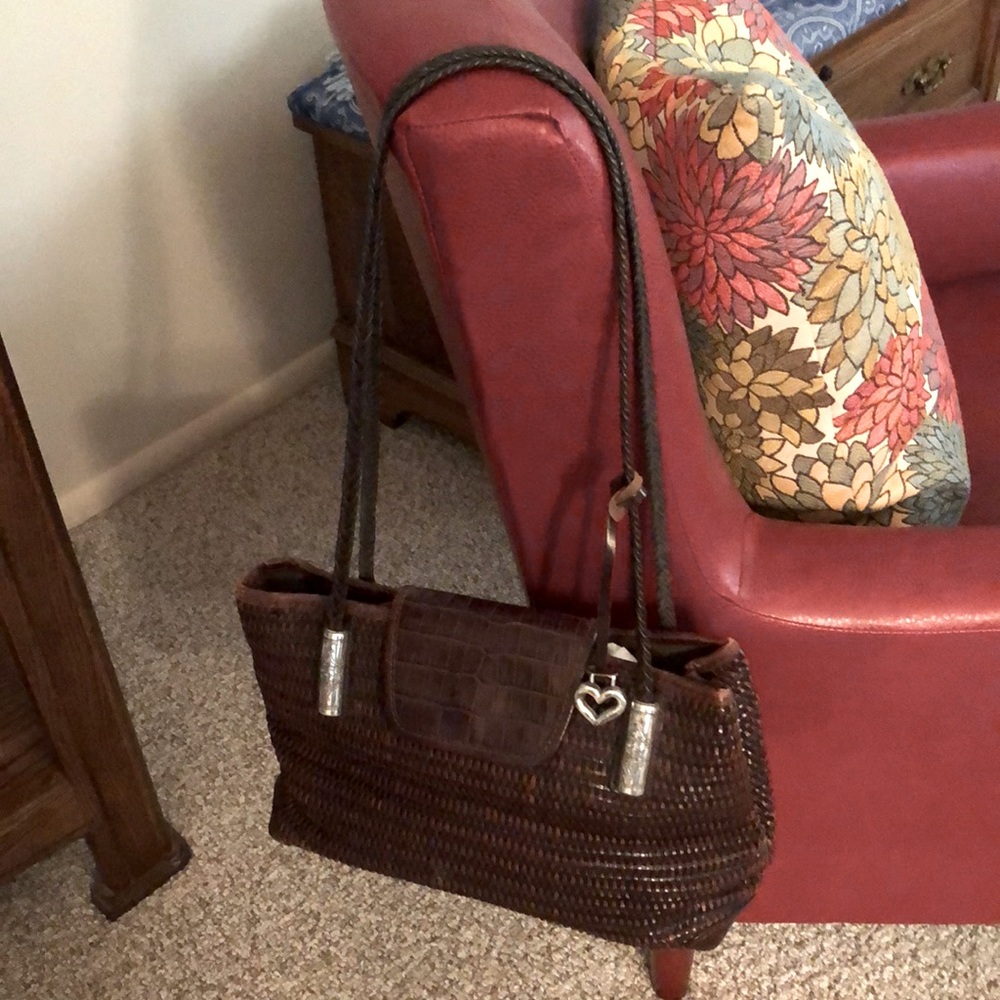 Brighton brown leather purse with silver handles.